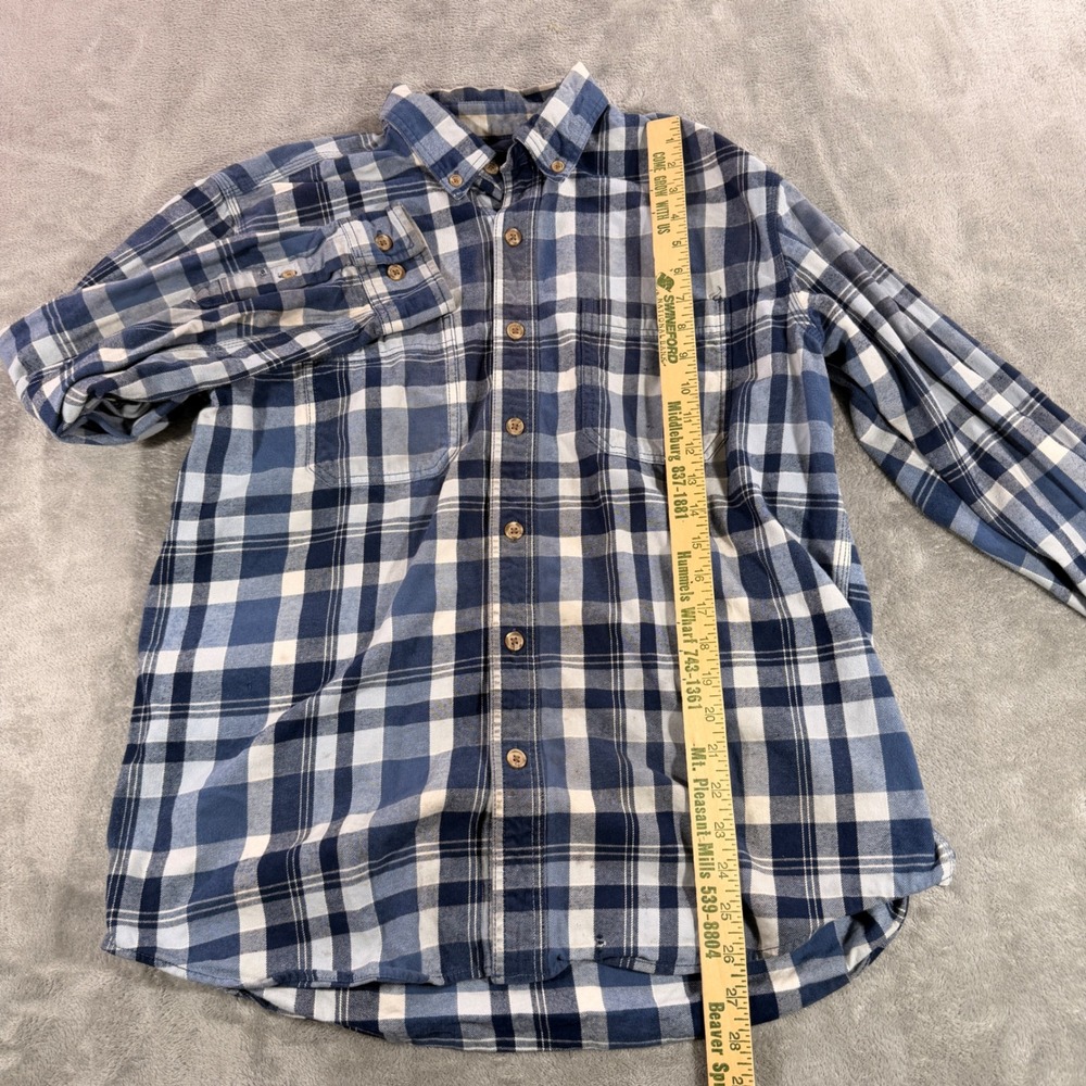 Ridgecut Button Down Shirt Men Large Blue Plaid Long Sleeve Workwear FMW21-10731 - Picture 2 of 10